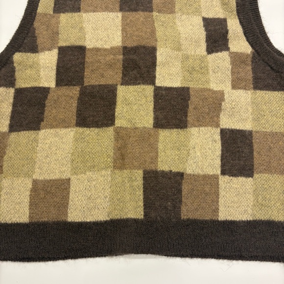 Stussy Wobbly Check Mohair Sweater Vest Brown XL NWT - Picture 6 of 8